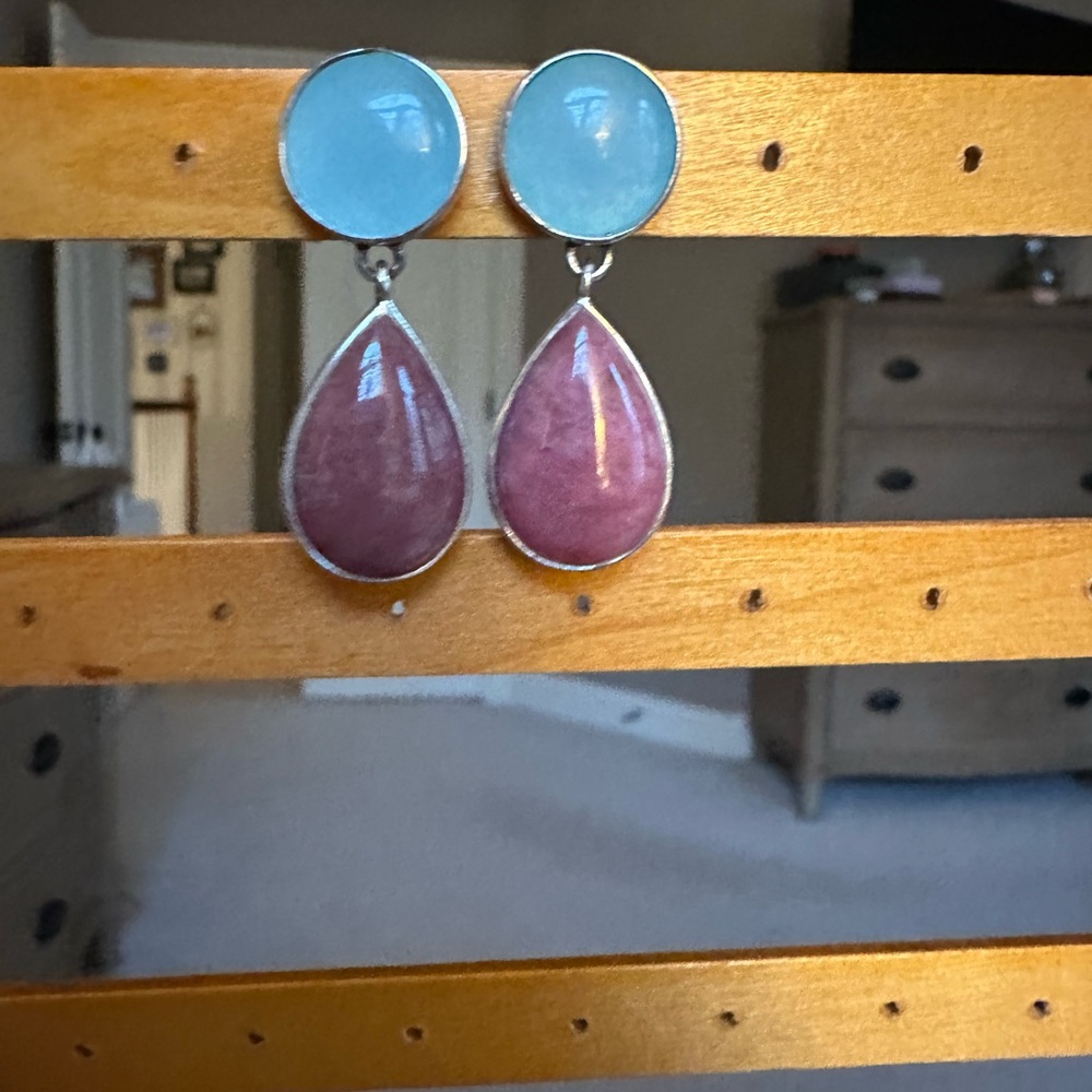 Tous Blue and Pink Drop Earrings - Picture 2 of 6